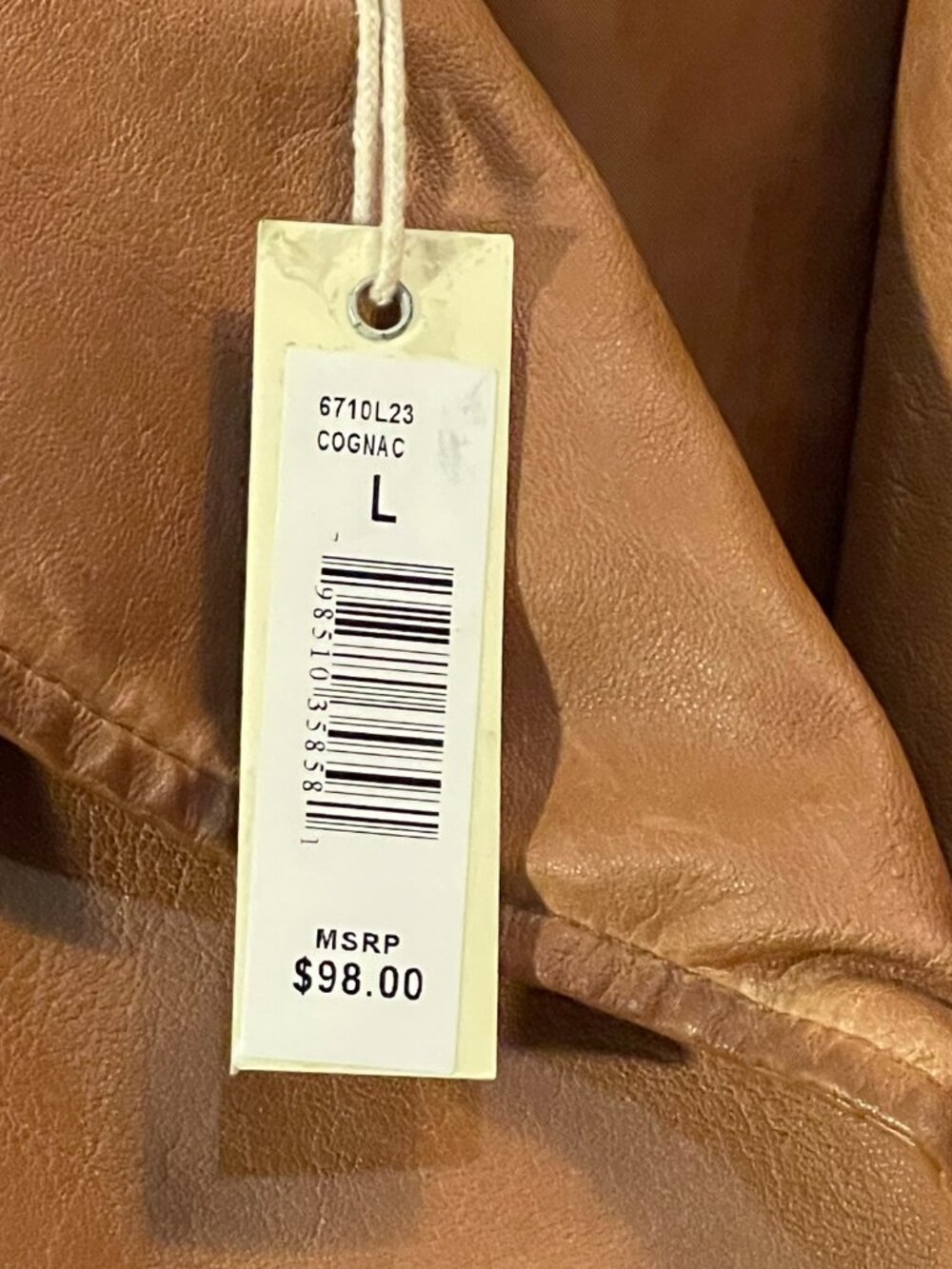 NWT Max Studio Large Women's Cognac Everyday Casual Faux Leather Moto Jacket - Picture 4 of 16